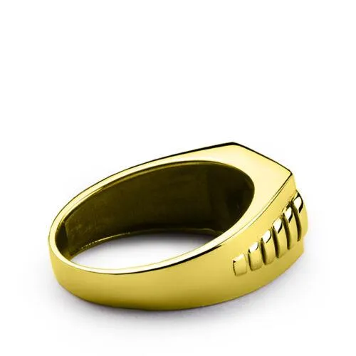 10K Fine GOLD Ring For Men with NATURAL BLACK ONYX and Genuine Diamonds