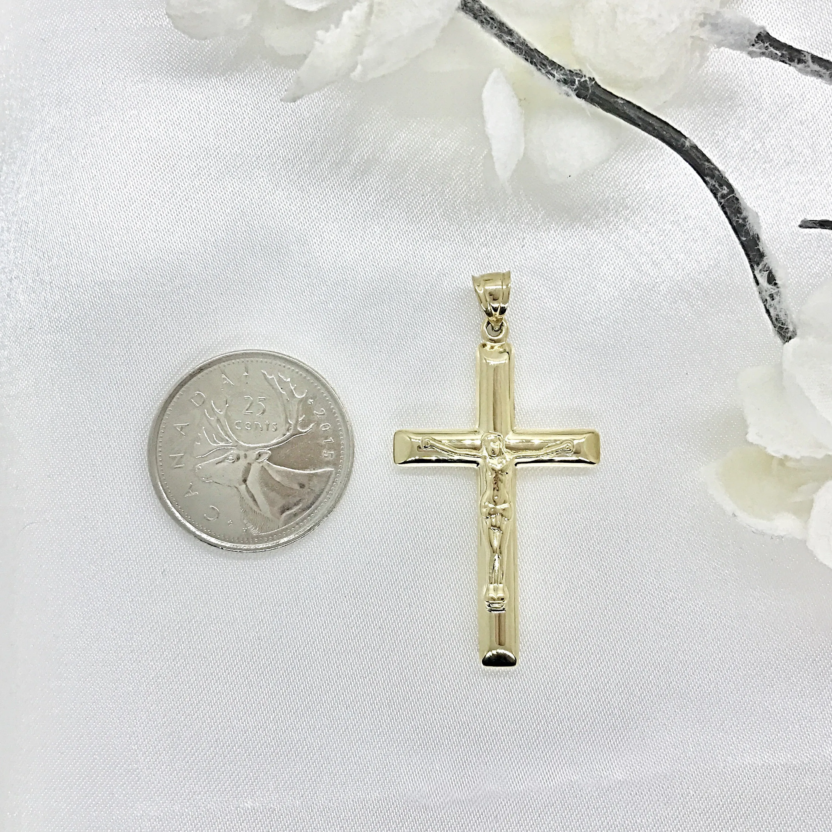 10k Gold Modern Tube Crucifix