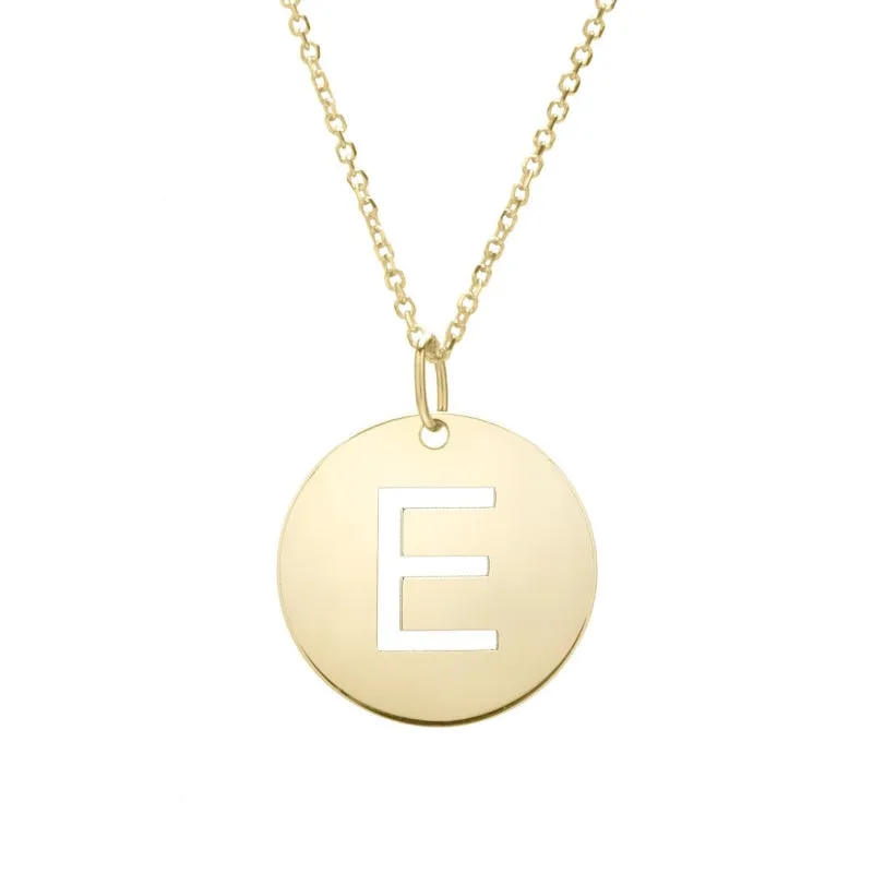 14k Disc Pendant Initial Series - ALL LETTERS