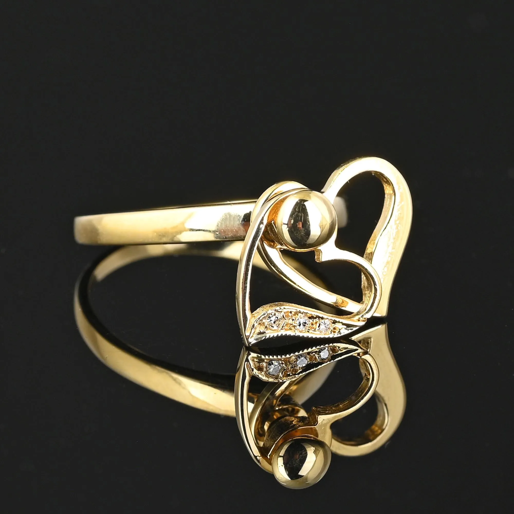 14K Gold Diamond Heart Spinner Ring, Kinetic Motion