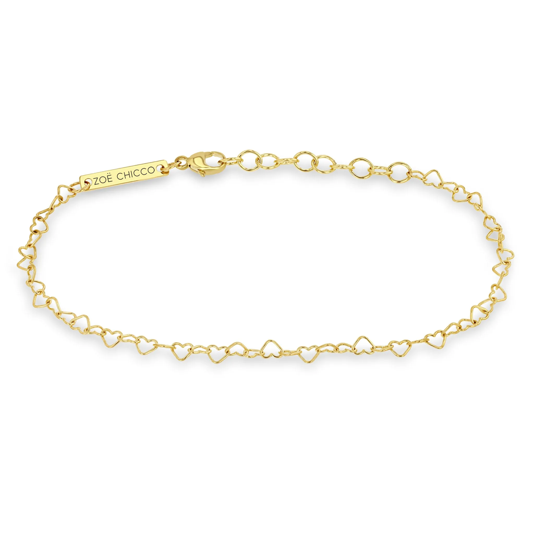 14k Gold Heart Link Bracelet