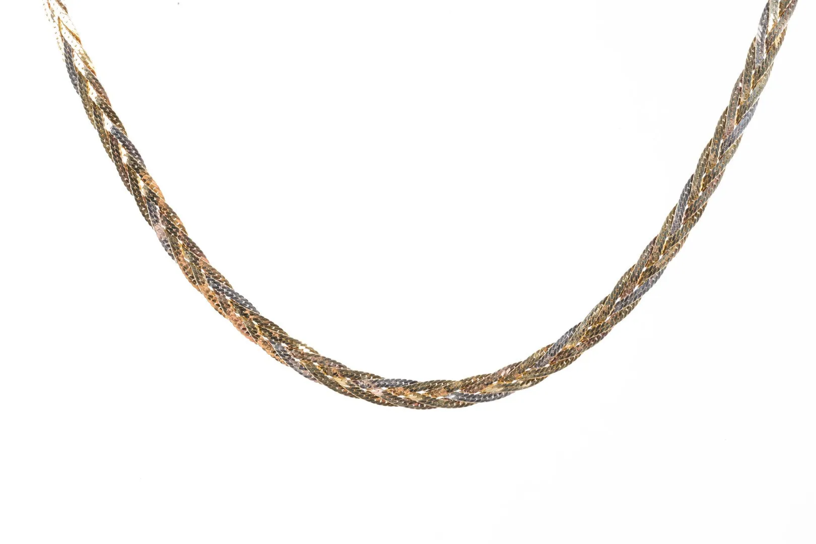 16" 14k Tri-Tone Gold Woven Herringbone Chain (6.30g.)