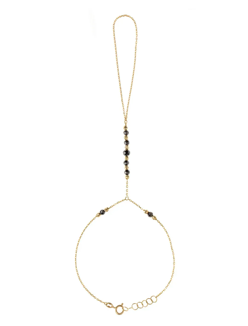 18K Gold Onyx Bead Hand Chain