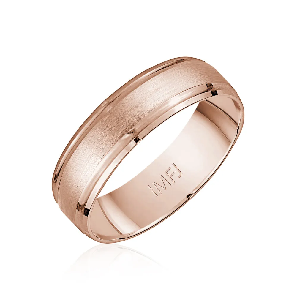 18K High Polished Rounded Beveled Edge Wedding Band