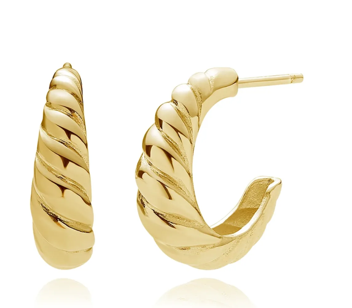 18k/925 Vermeil Croissant Stud Earrings