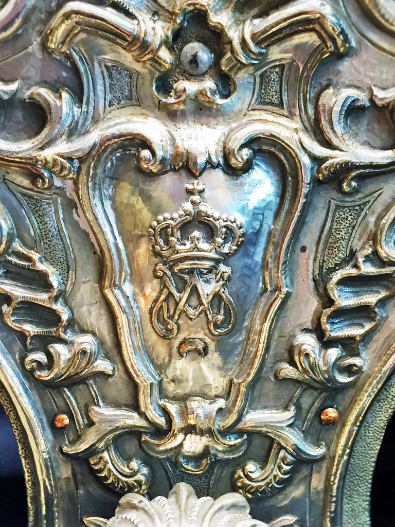 19th Century Heraldic Silver Wall Sconces for King of Spain, Pair