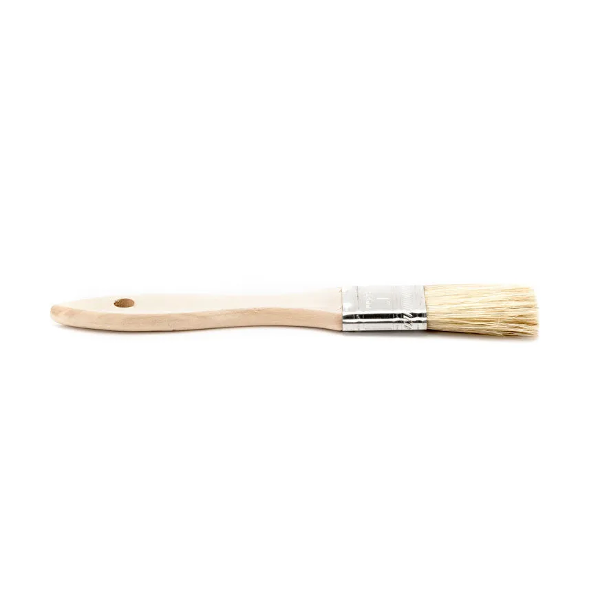 1" Wide Flat Brush with Natural Bristles and Wooden Handle