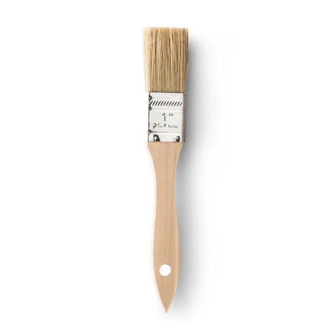 1" Wide Flat Brush with Natural Bristles and Wooden Handle