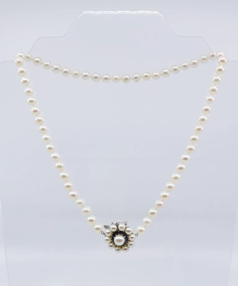 20’’ 14K Gold 0.57tcw Sapphire Pearl Necklace (43.40g.)