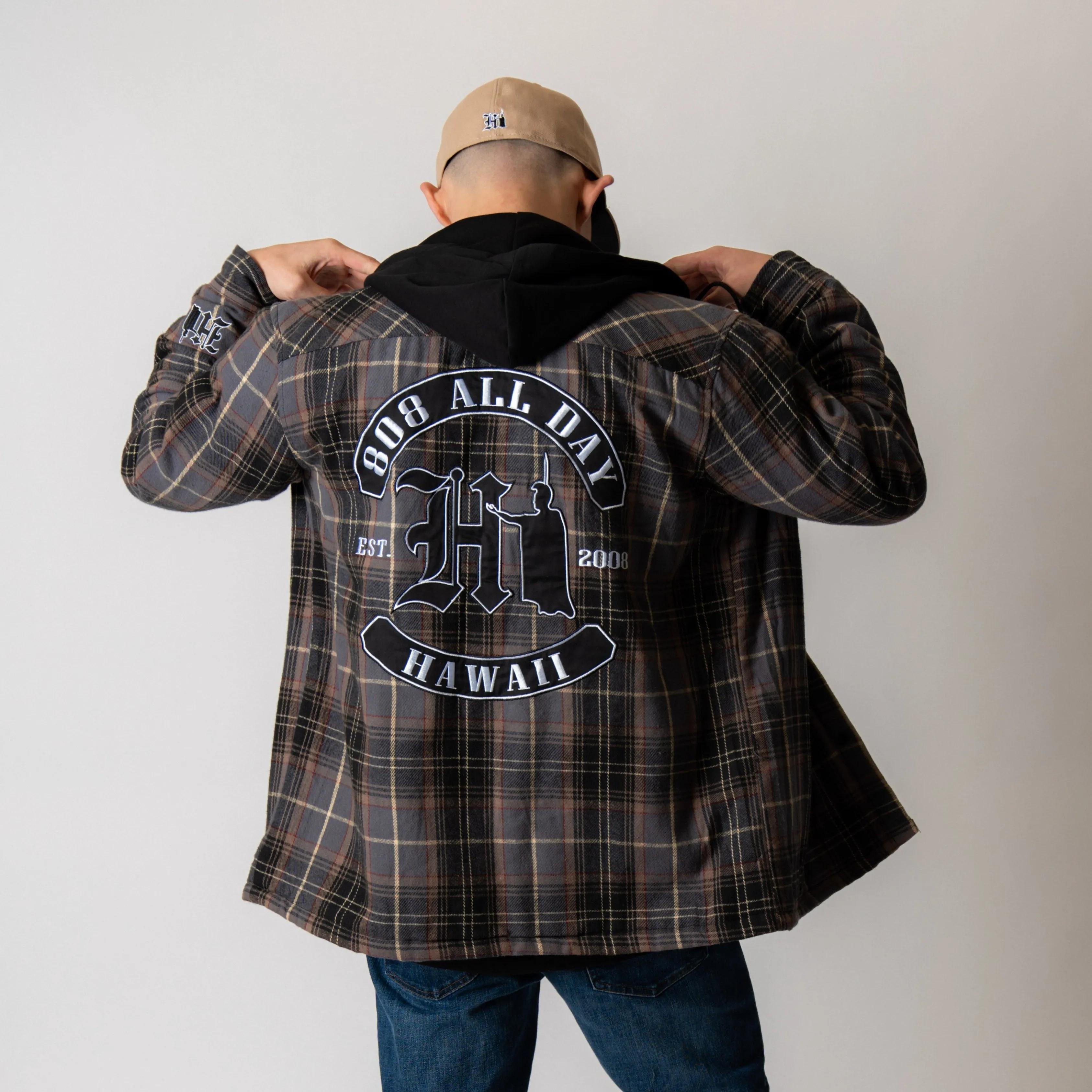 808ALLDAY Graphite / Black Quilted Lining Hooded Flannel