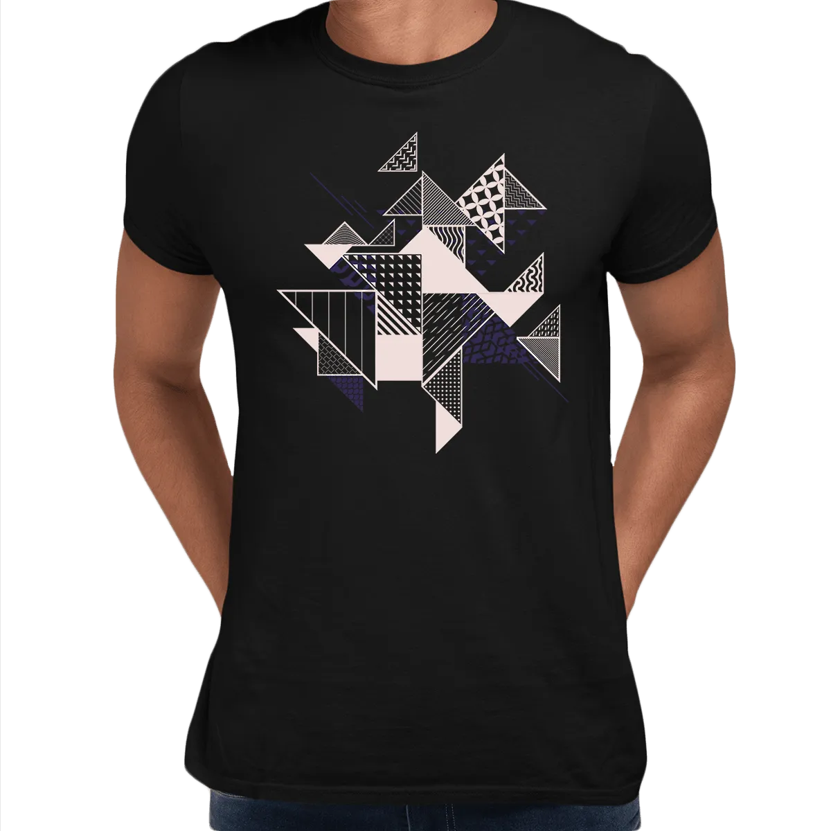 Abstract Flat Art Background With Geometric Elements Crew Neck  Tee