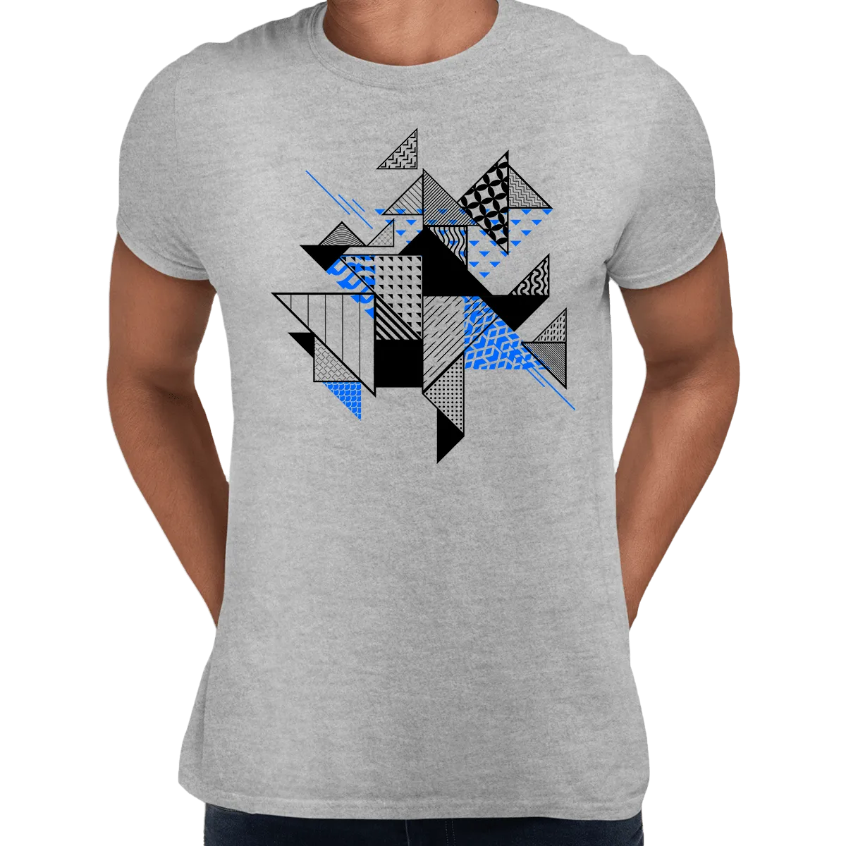 Abstract Flat Art Background With Geometric Elements Crew Neck  Tee