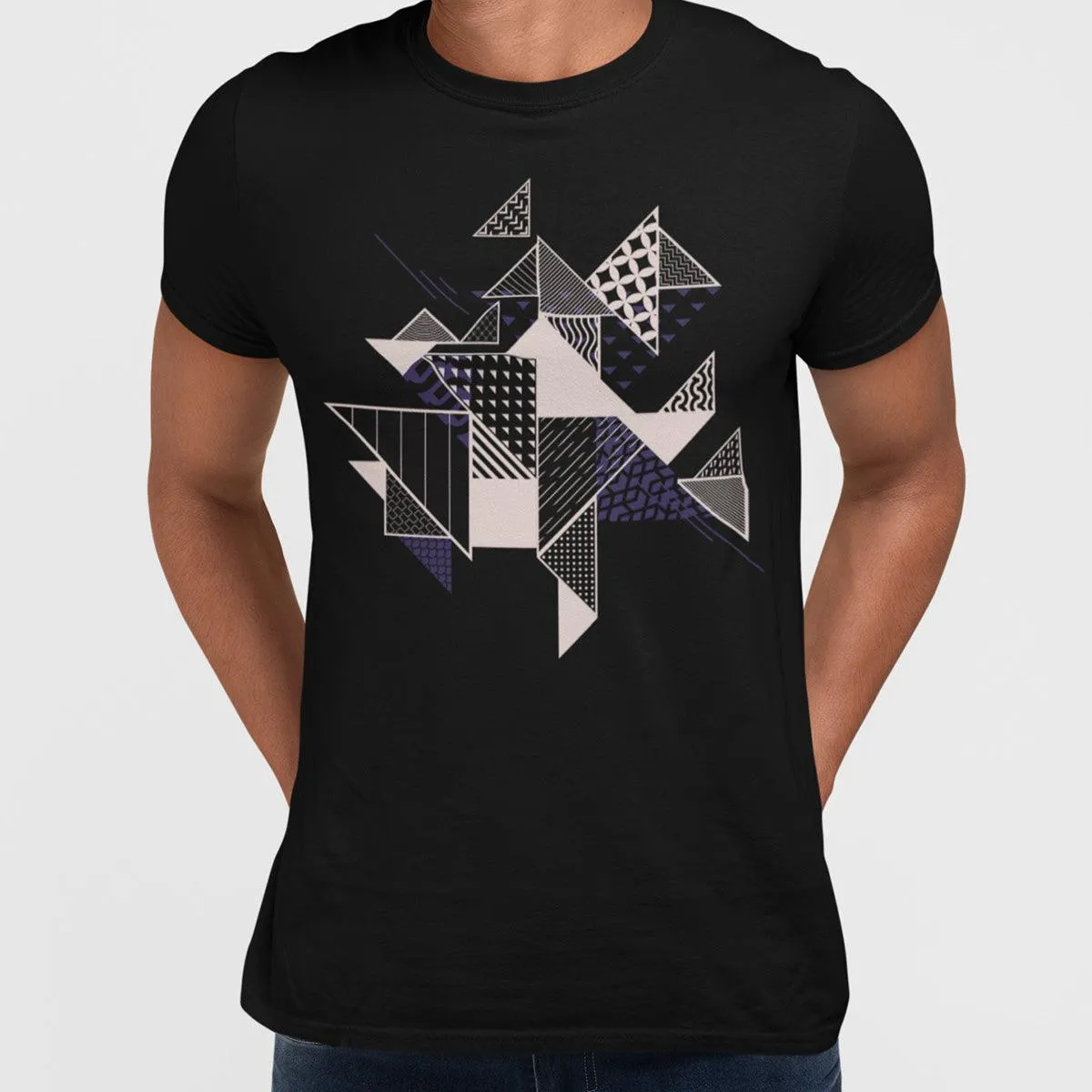 Abstract Flat Art Background With Geometric Elements Crew Neck  Tee