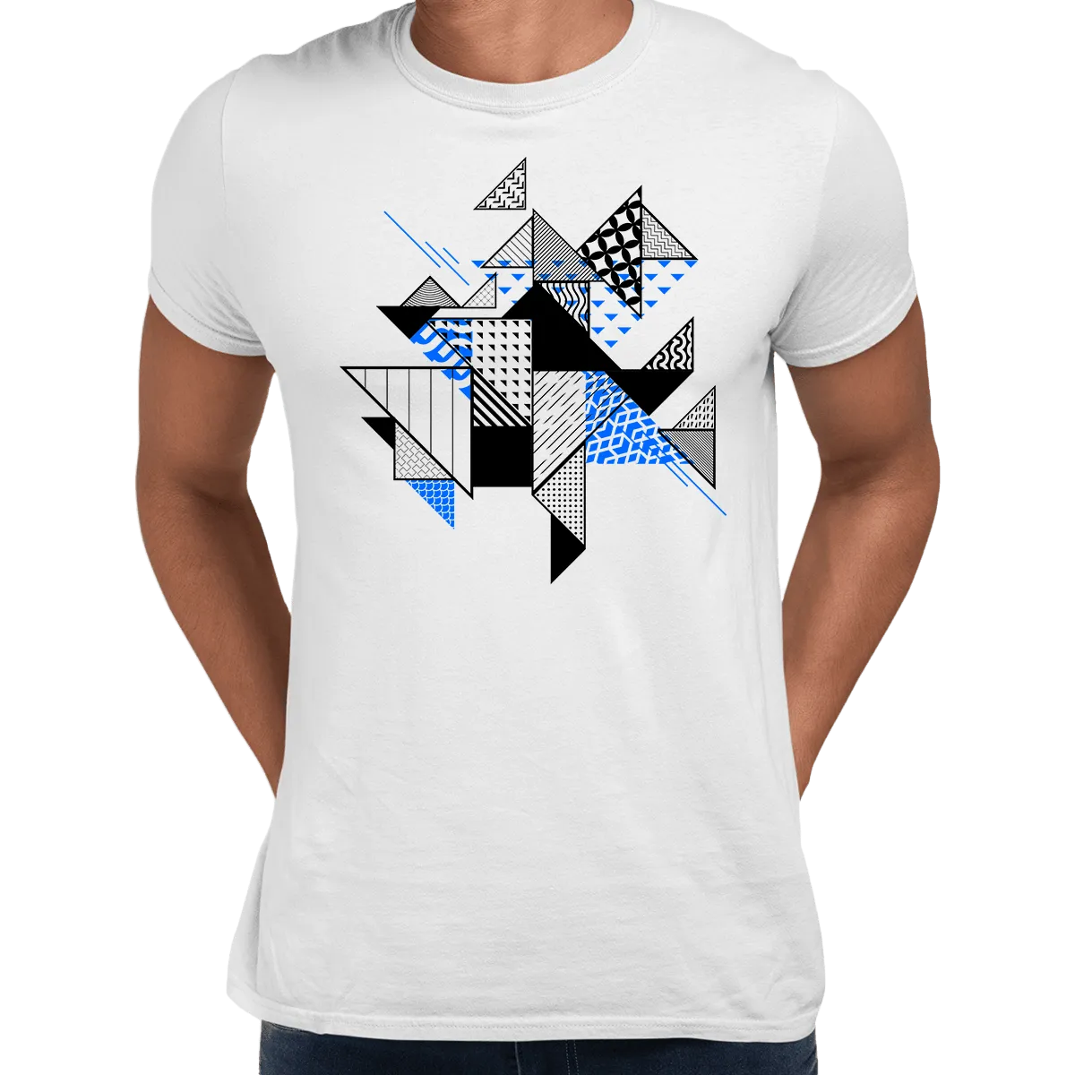 Abstract Flat Art Background With Geometric Elements Crew Neck  Tee