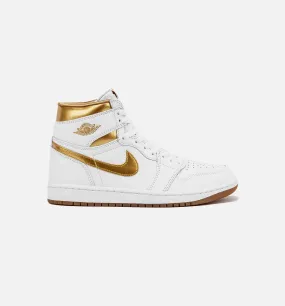 Air Jordan 1 Retro High OG White and Gold Womens Lifestyle Shoe - White/Metallic Gold/Light Brown