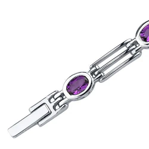 Amethyst Bracelet Sterling Silver Oval Shape 3.25 Carats