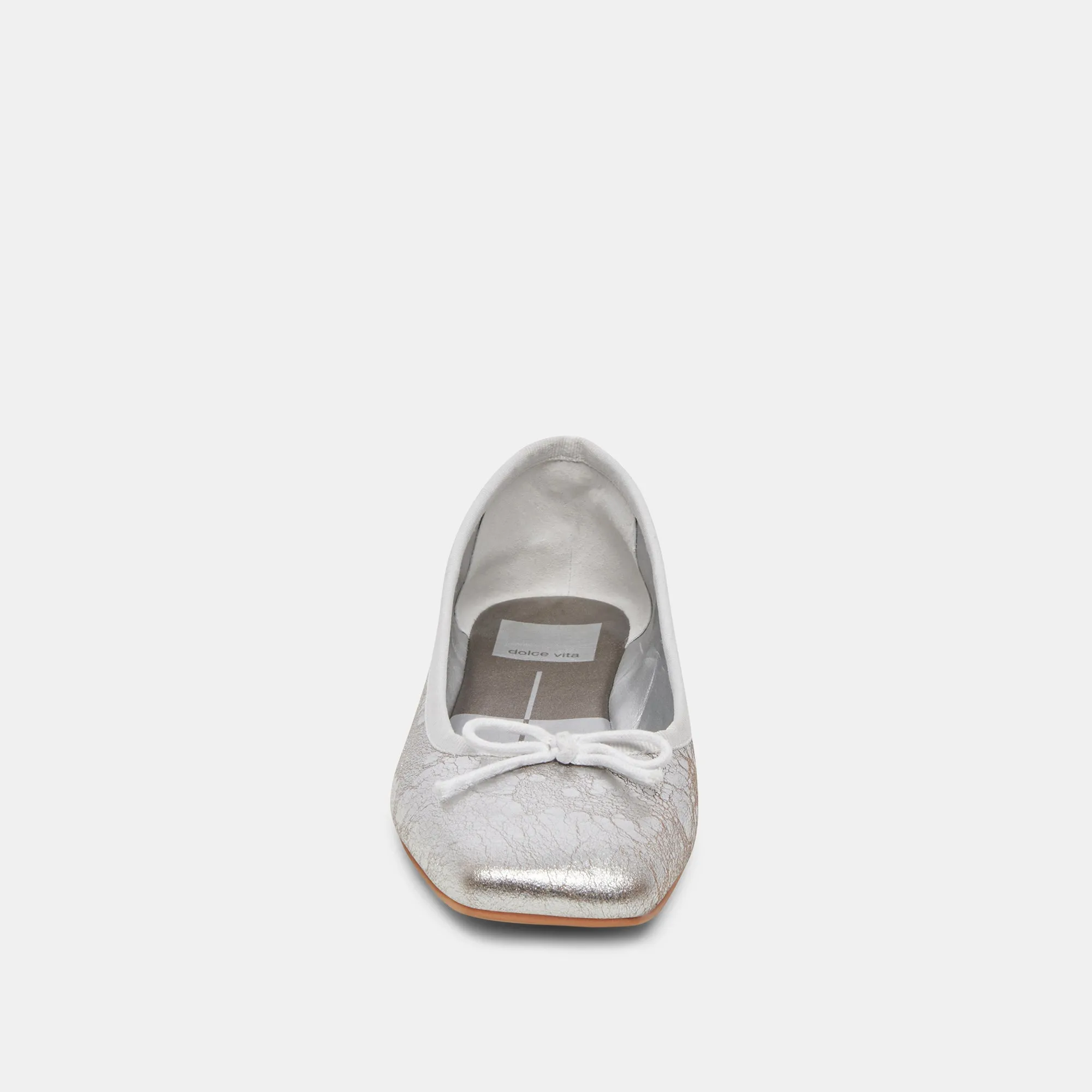 ANISA WIDE BALLET FLATS SILVER DISTRESSED LEATHER