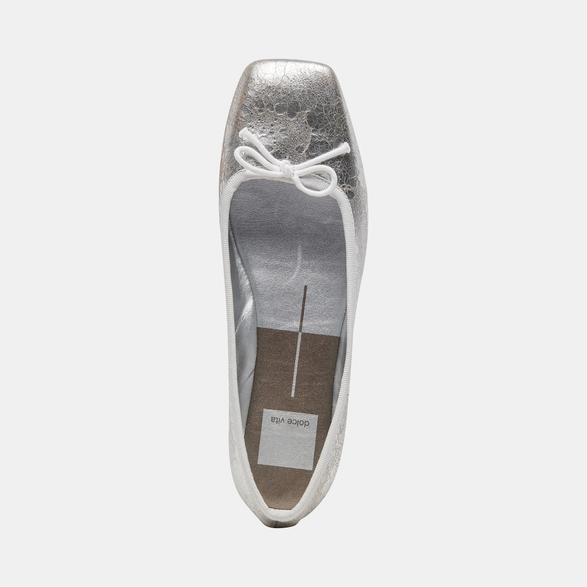 ANISA WIDE BALLET FLATS SILVER DISTRESSED LEATHER