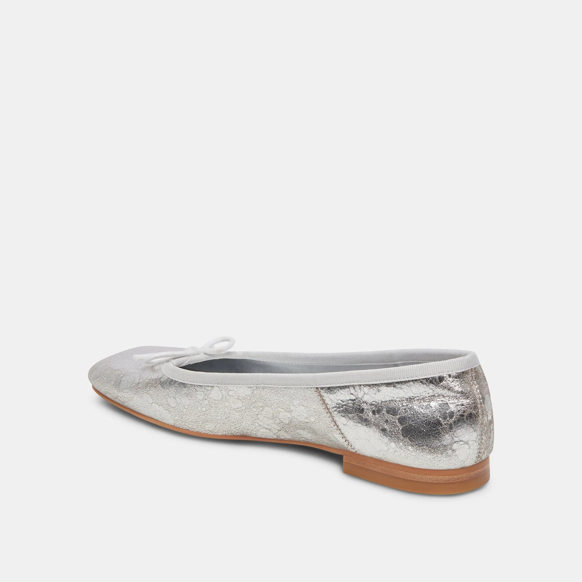 ANISA WIDE BALLET FLATS SILVER DISTRESSED LEATHER