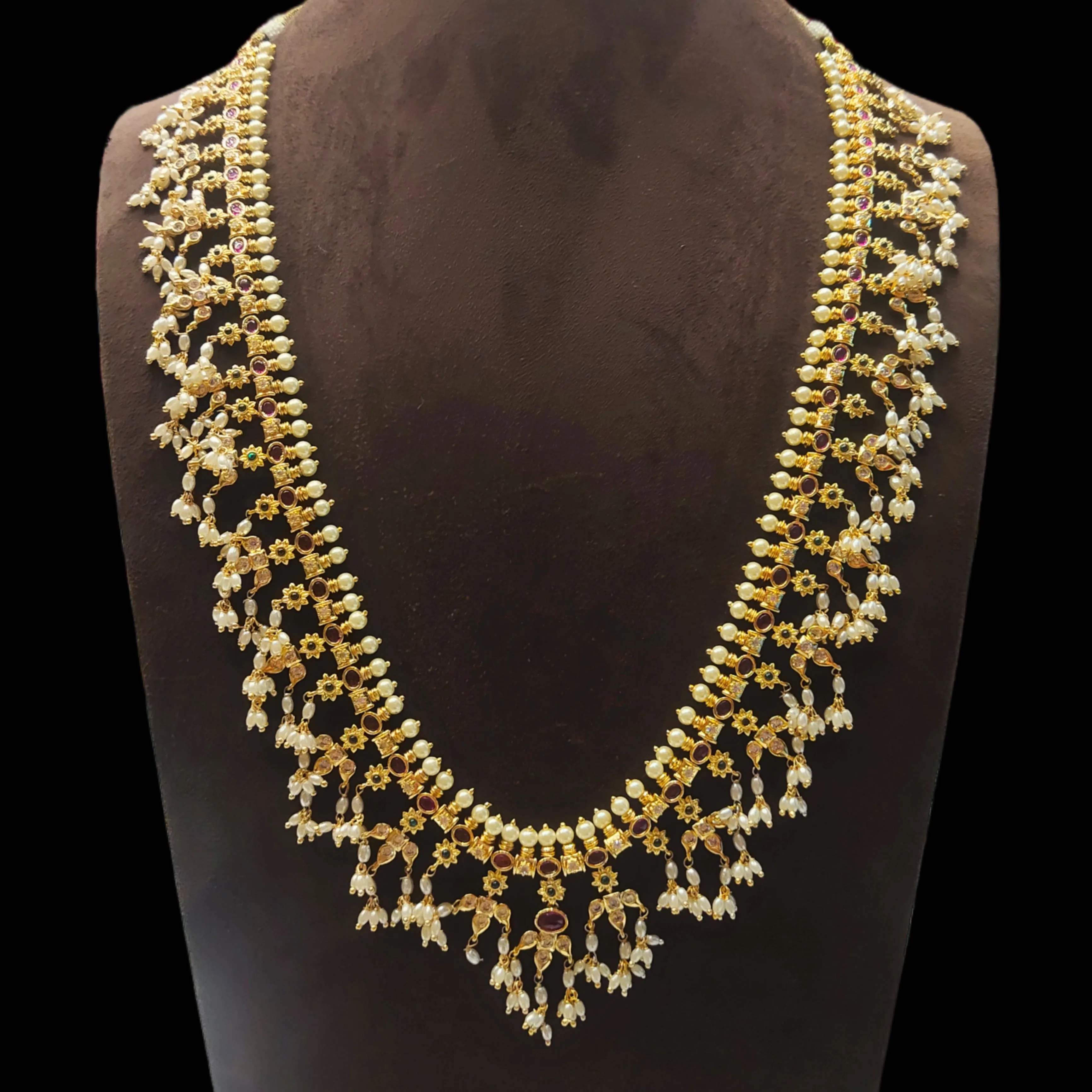 Asp Fashion Jewellery Cz With Kemp Guttapusalu Necklace Set