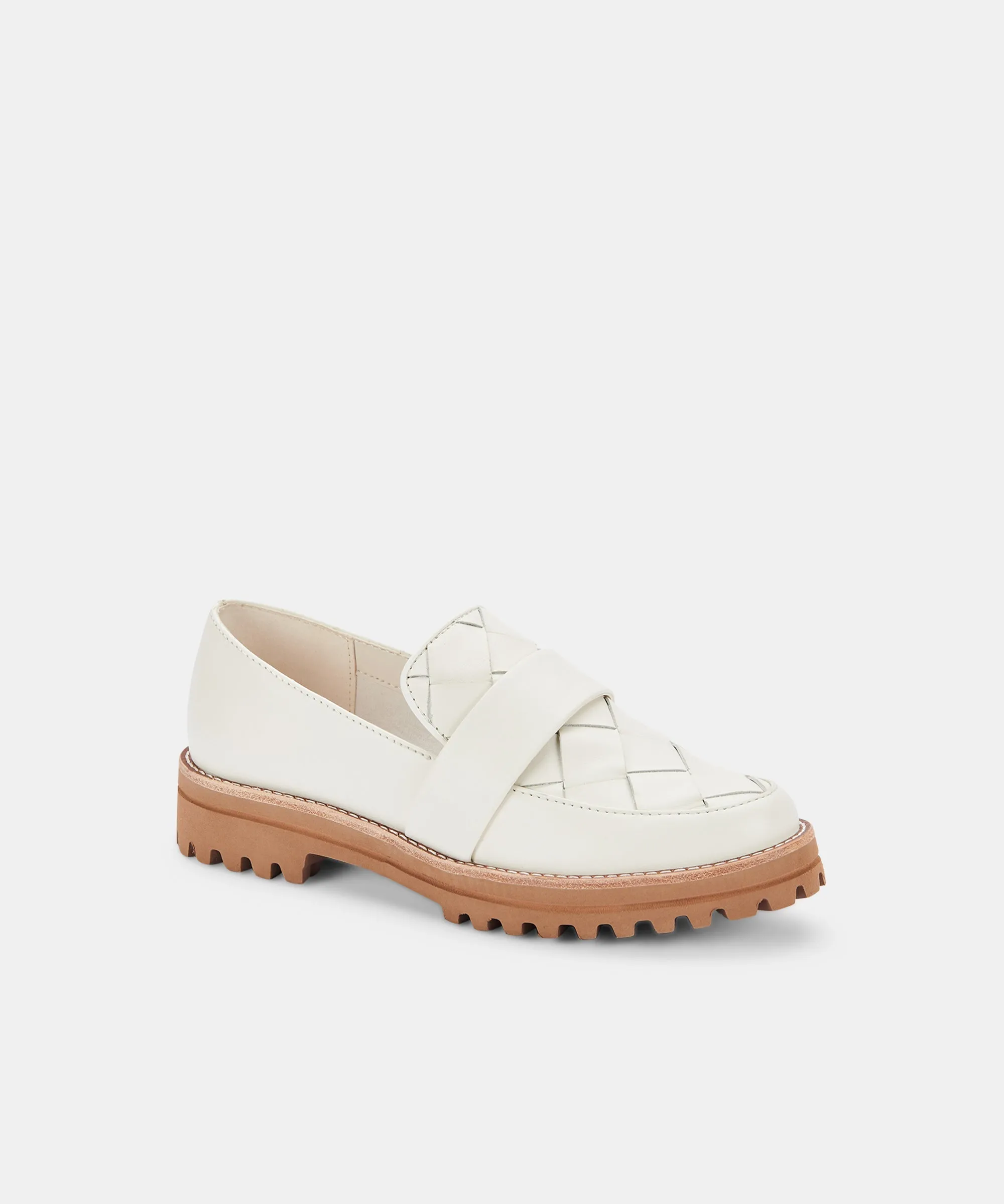 AUBREE WOVEN FLATS WHITE LEATHER re:vita