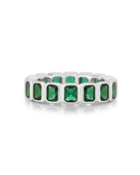 Bezel Emerald Ballier Ring- Emerald Green- Silver