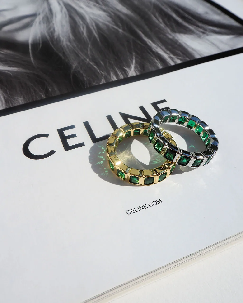 Bezel Emerald Ballier Ring- Emerald Green- Silver