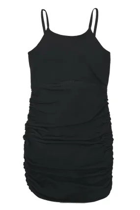 Black ity cutout ruched dress