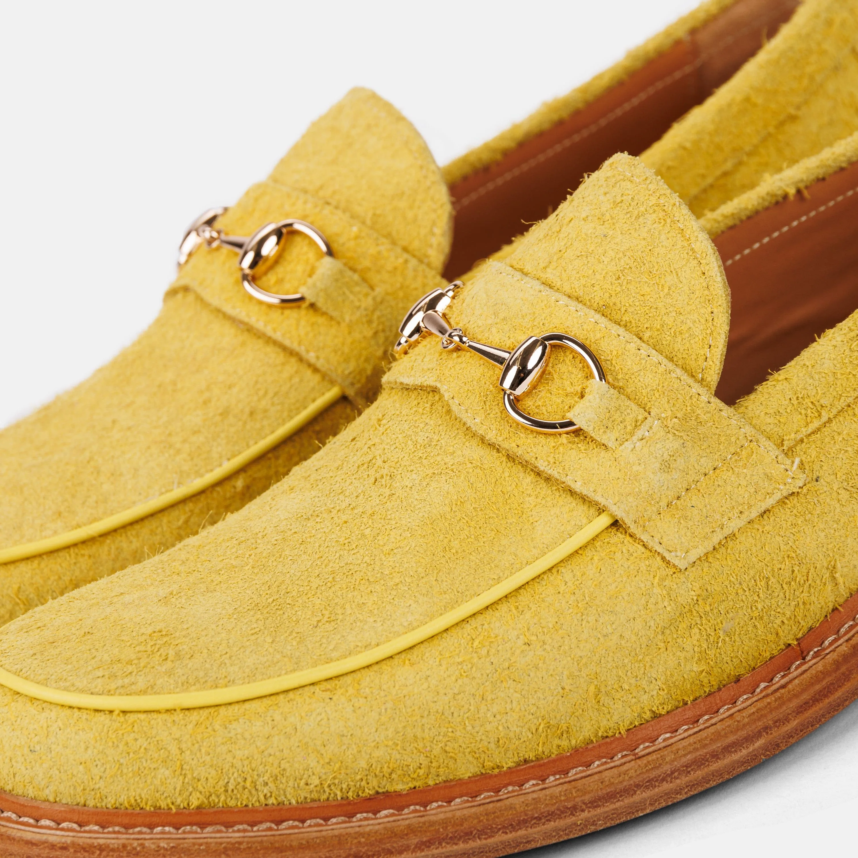 Boardwalk Canary Yellow Suede Horse-Bit Loafers