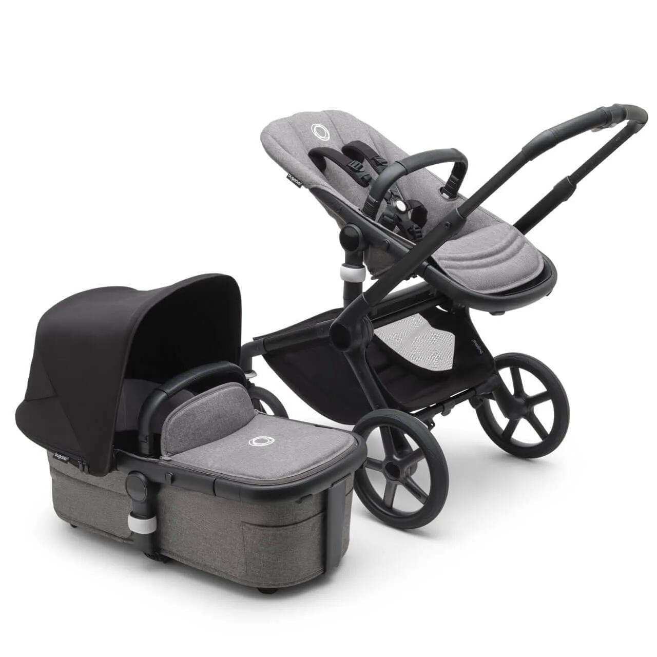 Bugaboo Fox 5, Cloud T Ultimate Travel System - Black/Grey Melange/Midnight Black