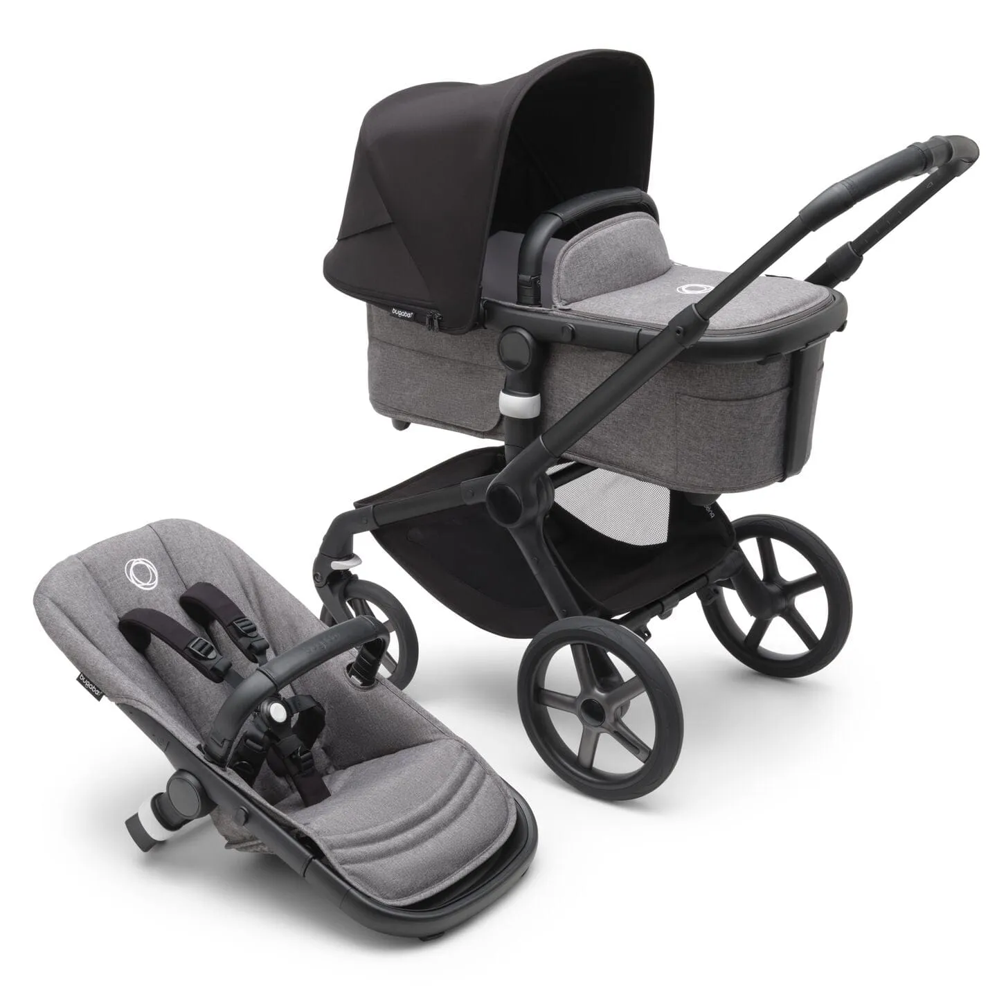 Bugaboo Fox 5, Cloud T Ultimate Travel System - Black/Grey Melange/Midnight Black