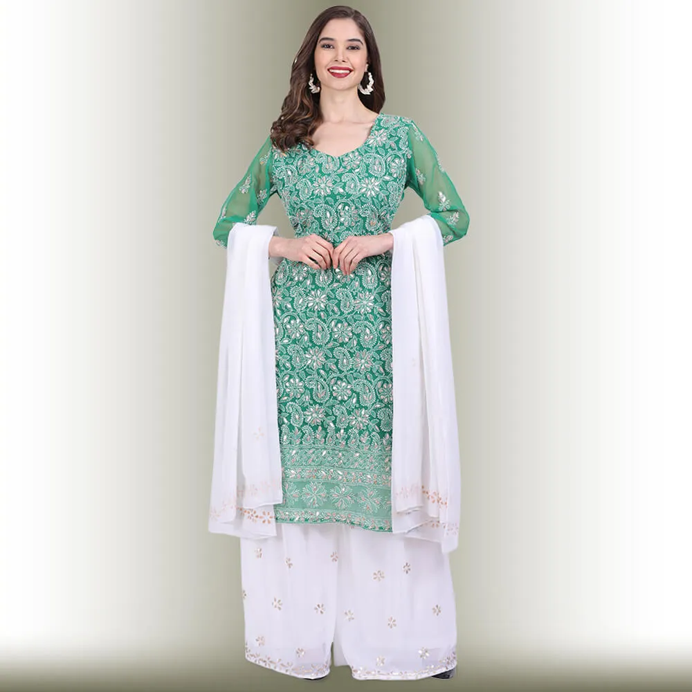 Chikankari And Gota Patti Palazzo Suit