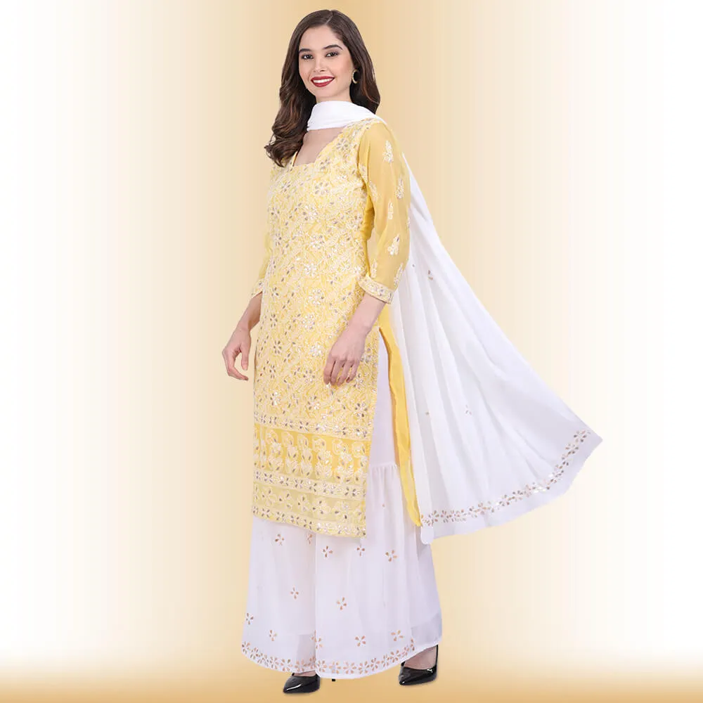 Chikankari And Gota Patti Palazzo Suit