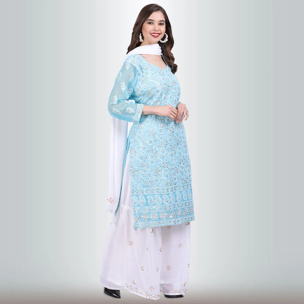 Chikankari And Gota Patti Palazzo Suit