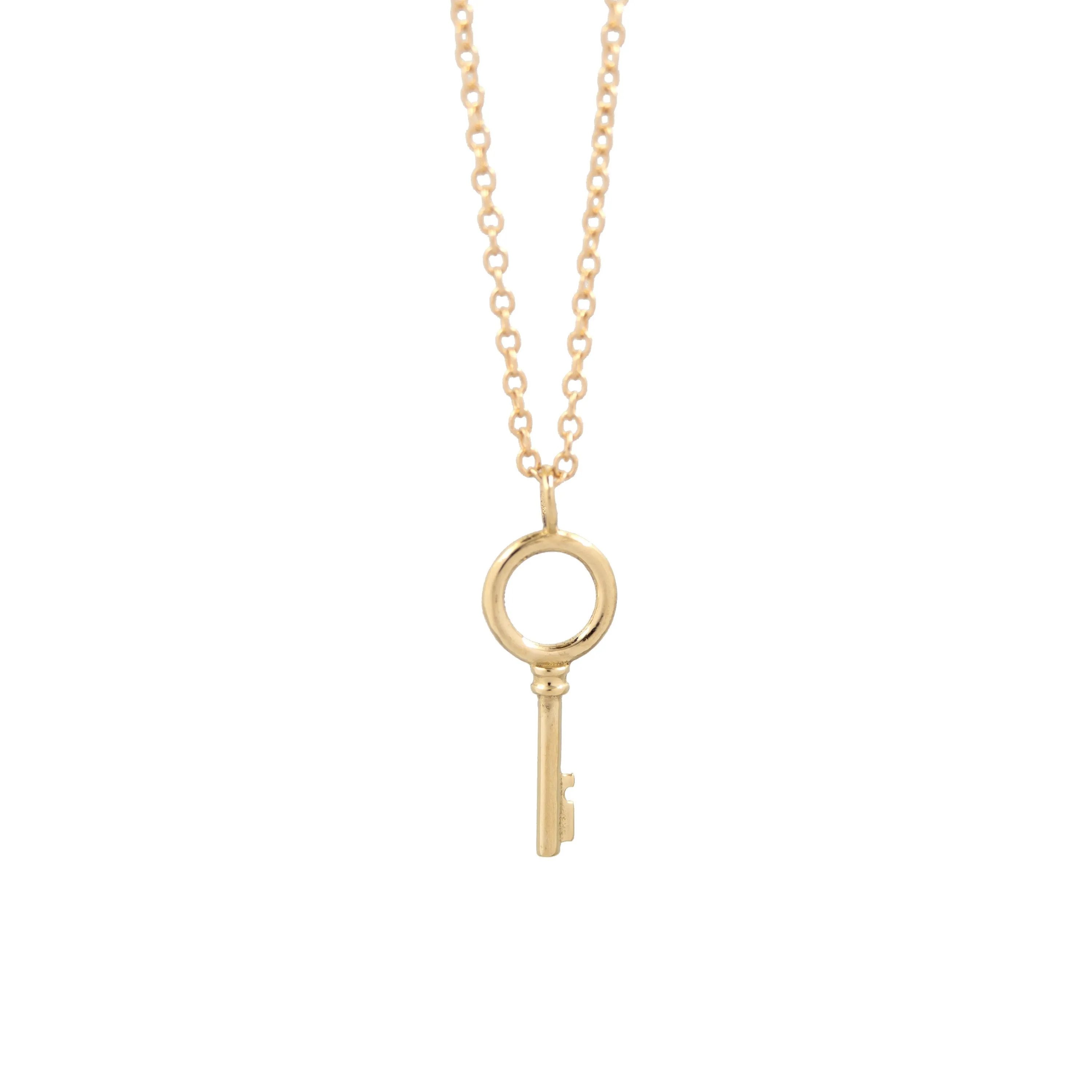 Circle Key Necklace - 14k Yellow Gold