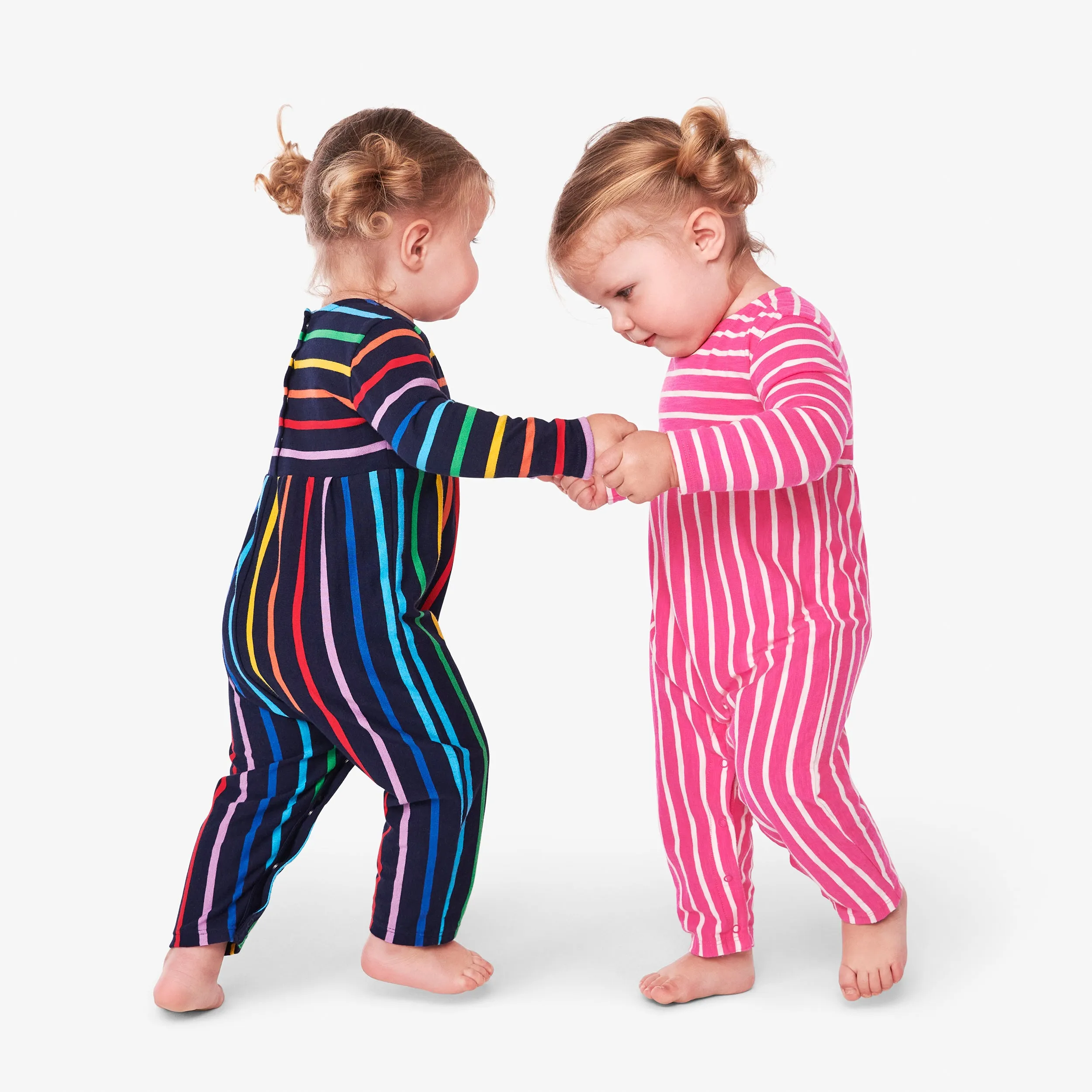 Clearance baby long sleeve explorer romper in rainbow stripe