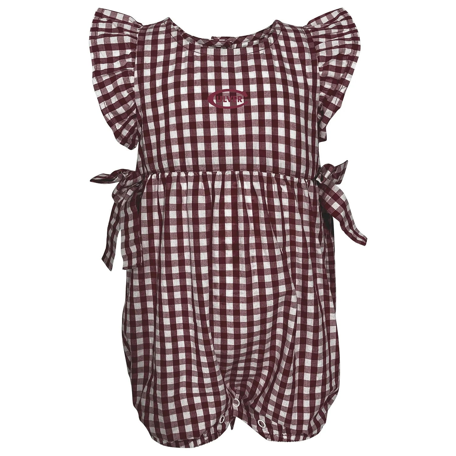 Constance Gingham Infant Onesie - Maroon/White