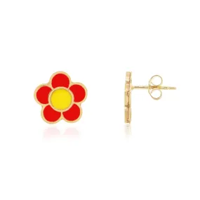 Coral Daisy Stud Earrings