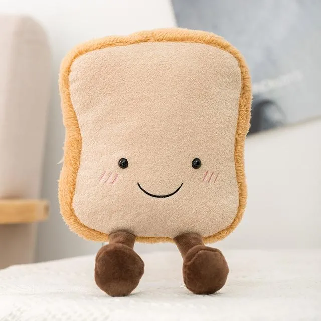 Cute Pretzel Crossant Toast Bread Food Plush Toy Stuffed Cartoon Boba Tea Baguette Poach Egg Decor Doll For Girl Kids Birthday