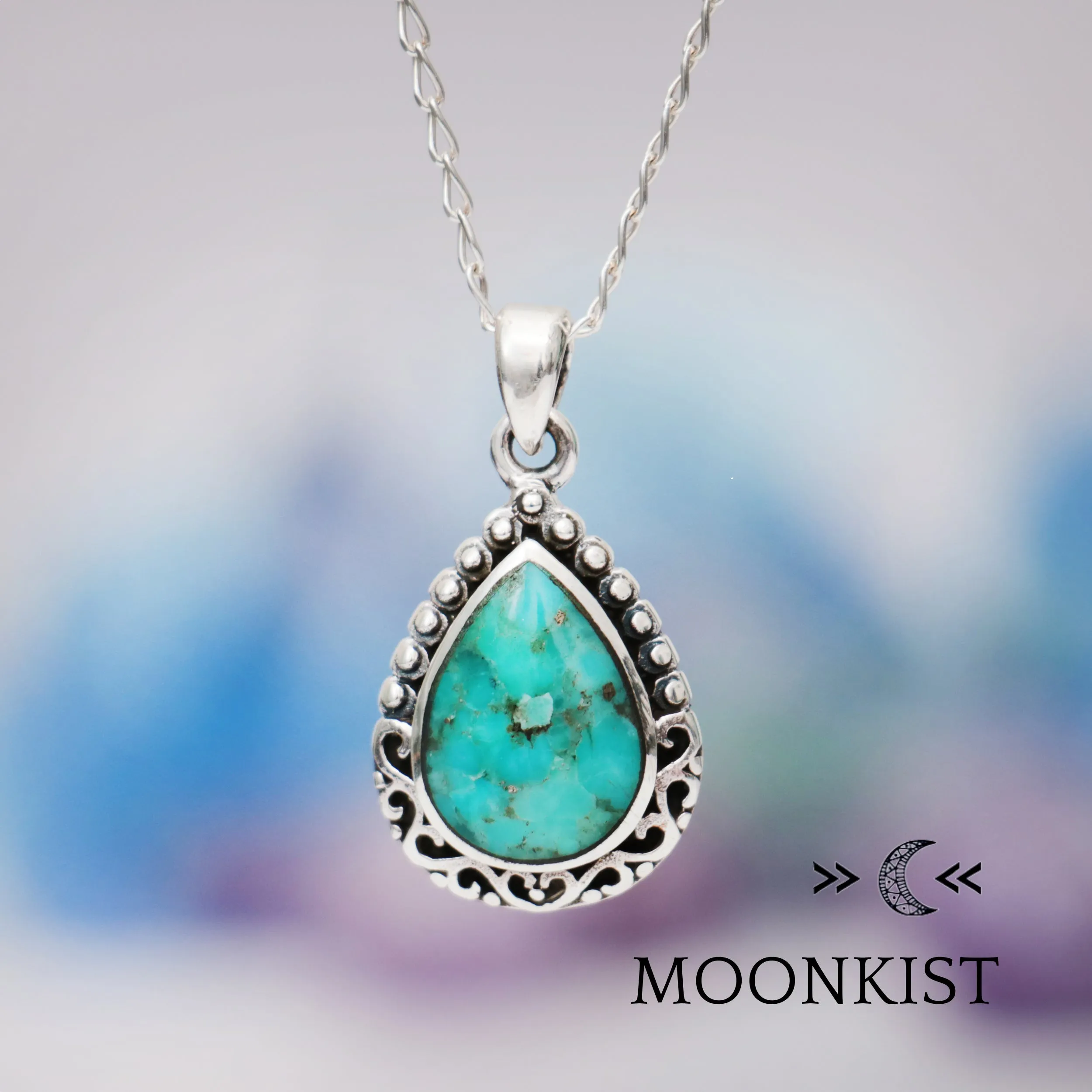 Dainty Turquoise Filigree Pendant | Moonkist Designs