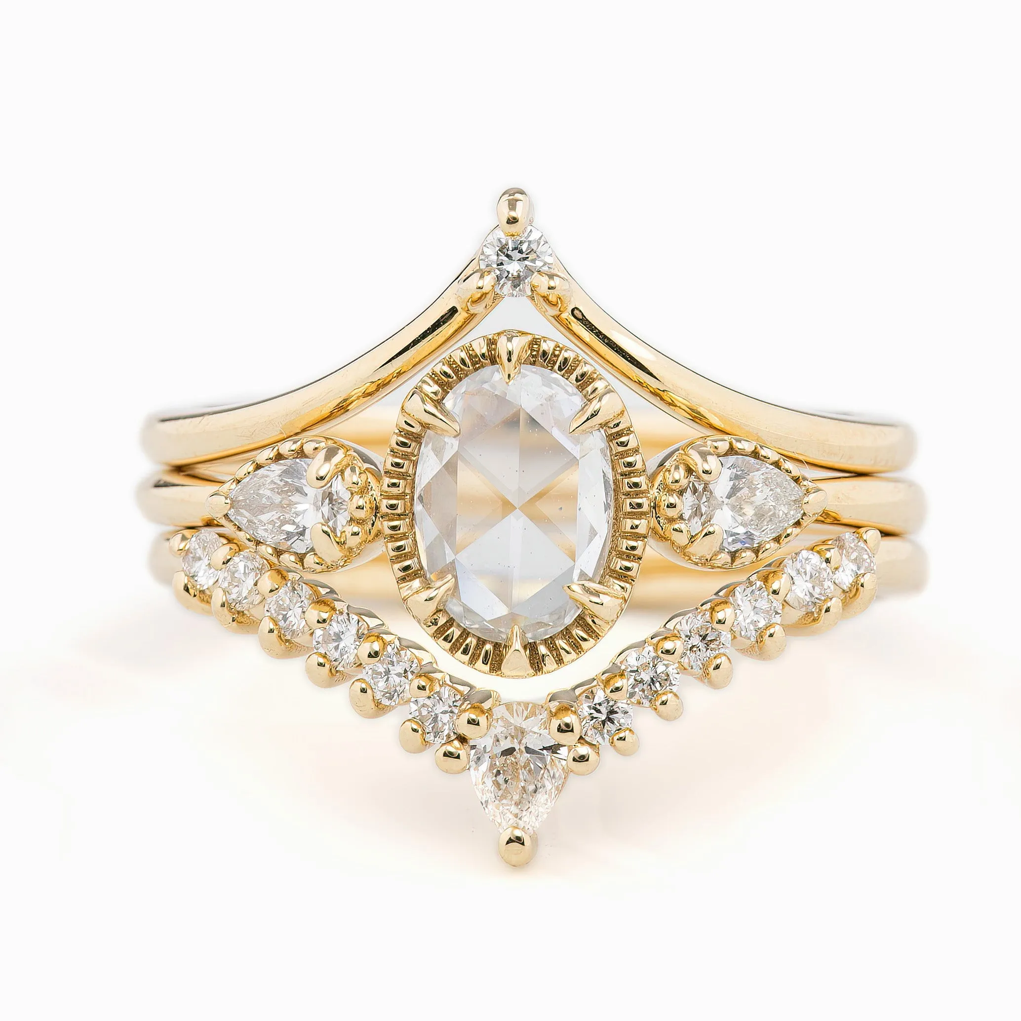 Diana Ring 0.56ct Oval Rose Cut Diamond, 14K Yellow Gold (One of a kind)