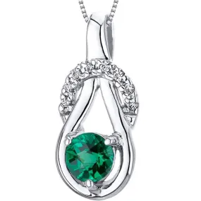 Emerald Pendant Sterling Silver Round Shape 0.5 Carat