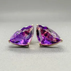 Estate 14K Y Gold 7.36ctw Amethyst Stud Earrings