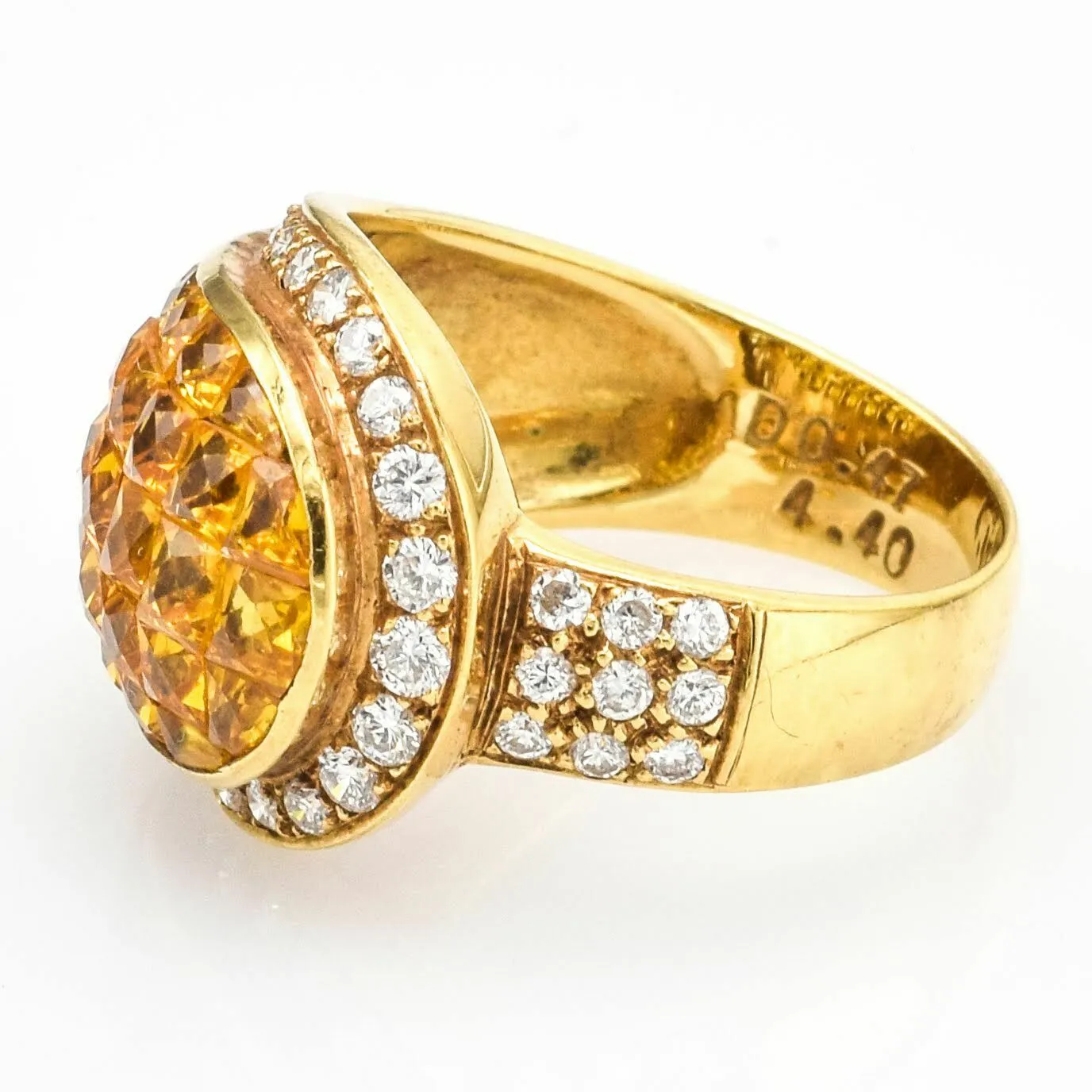 Estate 18K Gold Yellow Sapphire & Diamond Ring