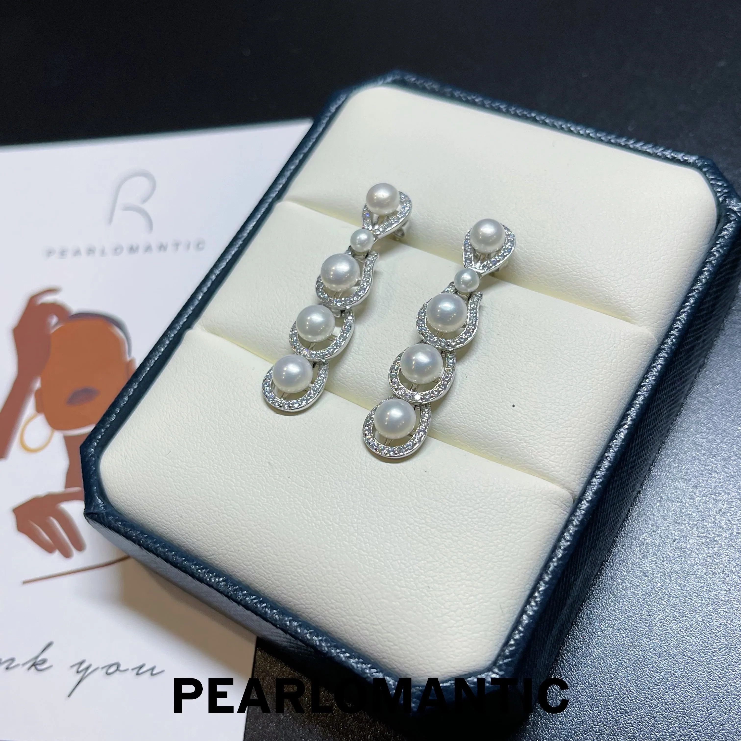 [Everyday Essentials] Freshwater Pearl 4-5mm Triple Drop Dangling Earrings w/ S925