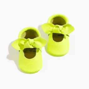 Extra Yellow Knotted Bow Baby Shoe