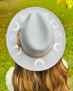 Fox & Fable - Vegan Felt Wide Brim Hat - Grey - Moons and Crystals