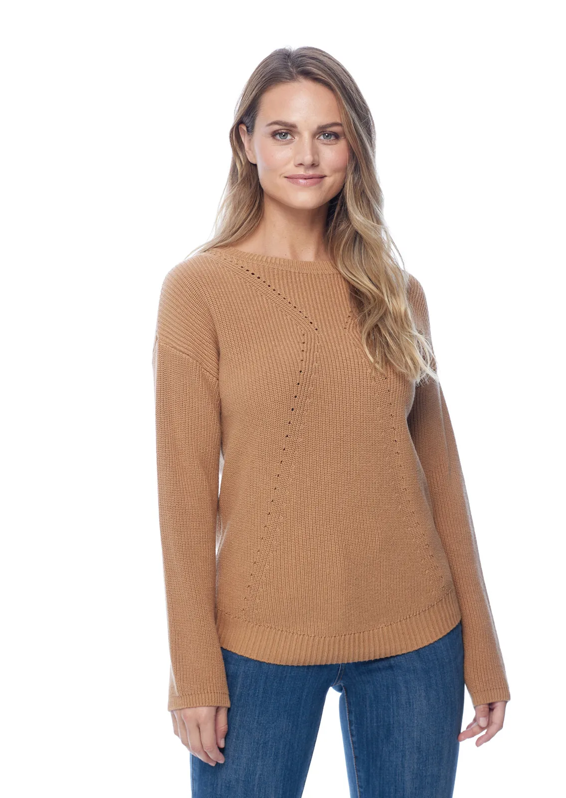 French Dressing Jeans Shaker Stitch Sweater (Tan, Teal)