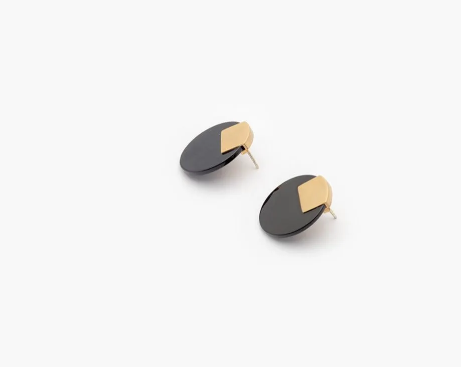 Gold-Vermeil black onyx earring / MONU CAP