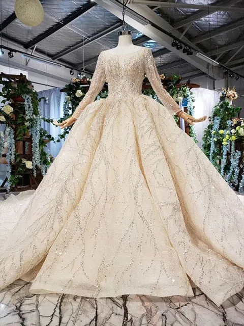 Golden Aura Train Wedding Gown